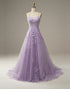 A-Line Long Lilac Prom Dress with Appliques