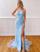 Strapless Light Blue Mermaid Prom Dress