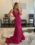 Sequin Mermaid Open Back Long Prom Dress