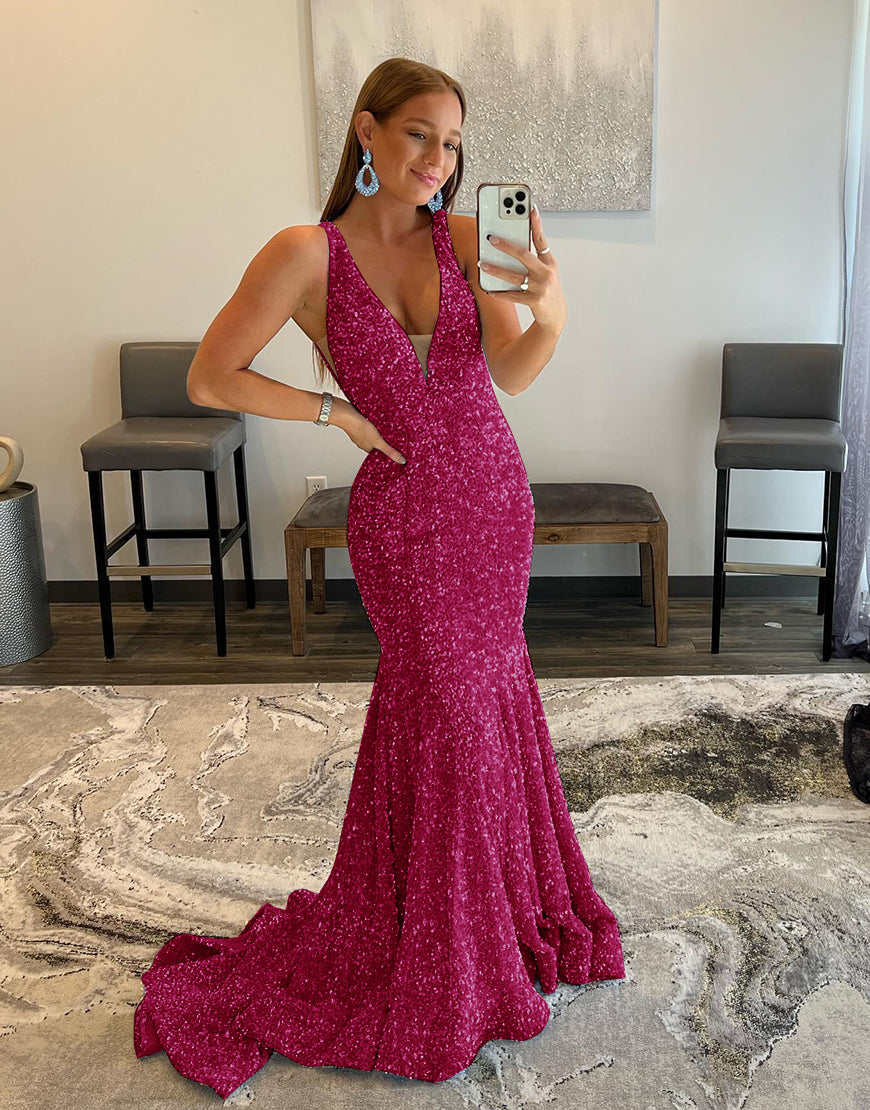 Dressself Sequin Open Back Long Mermaid Prom Dress Graduation Dresses Dressself Sequin Open Back Long Mermaid Prom Dress Graduation Dresses
