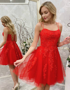 A-line Red Homecoming Dress with Appliques