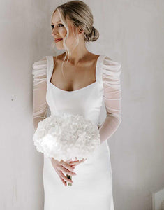 Sheath Long Sleeves Elegant Wedding Dress