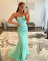Mermaid Mint Green Long Backless Tight Prom Dress