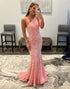 One Shoulder Backless Sequin Mermaid Prom Dress