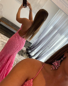 Mermaid Long Backless Pink Prom Dress