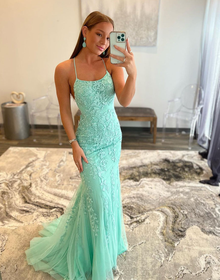 Dressself Mermaid Mint Green Long Backless Tight Prom Dress Dressself Mermaid Mint Green Long Backless Tight Prom Dress