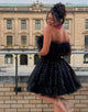 Strapless Black Homecoming Dress with Feather