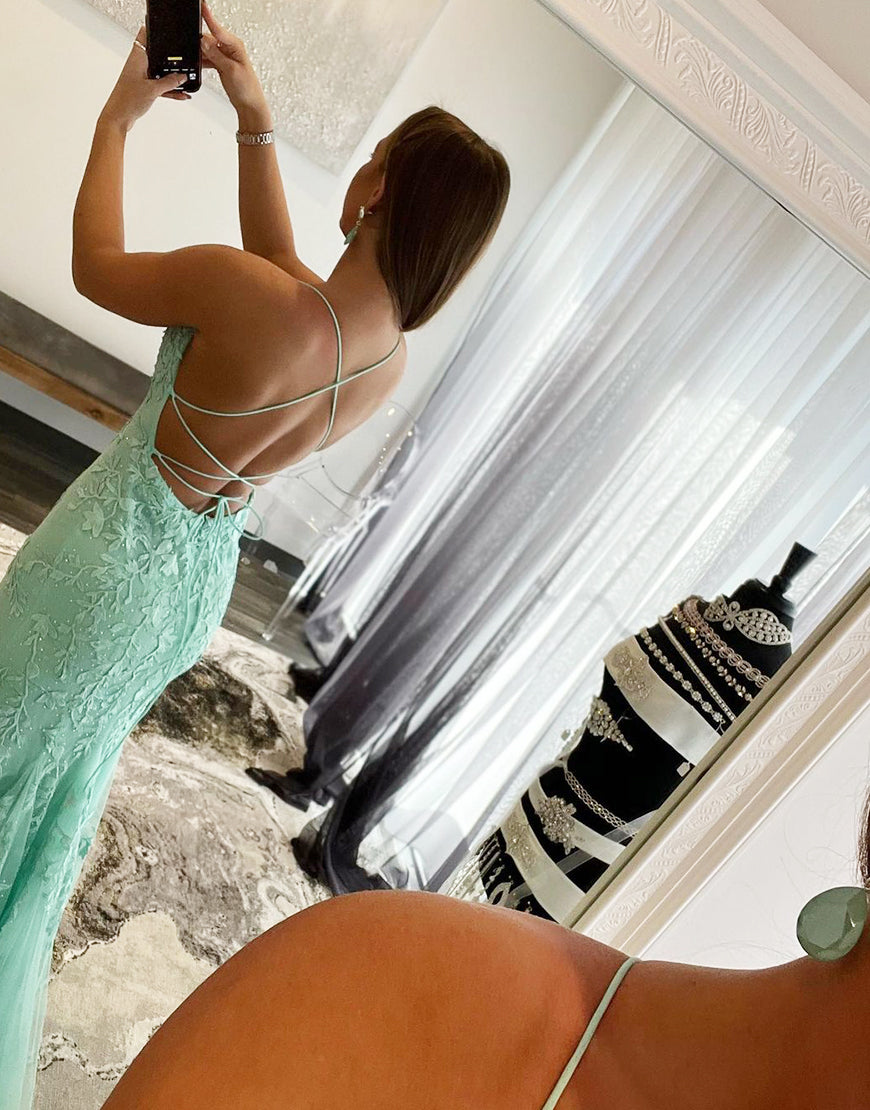 Dressself Mermaid Mint Green Long Backless Tight Prom Dress Dressself Mermaid Mint Green Long Backless Tight Prom Dress