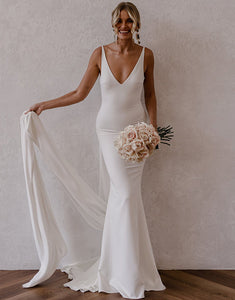 Simple Mermaid Bohemian Wedding Dress