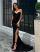 Mermaid Backless Black Prom Dress with Split