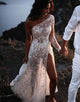 One Shoulder Beach Wedding Dress with Split