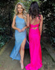 One Shoulder Pink Tight Prom Dress with Split
