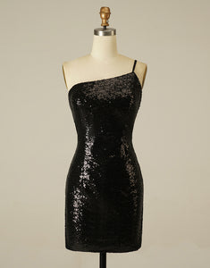 Sequin Backless Black Homecoming Dress