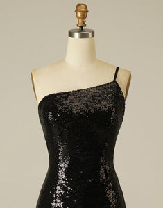 Sequin Backless Black Homecoming Dress