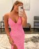 Pink Long Prom Dress with Detachable Skirt