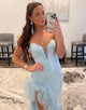 Sweetheart Side Slit Sequin Prom Dress with Feather
