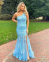 Light Blue Mermaid One Shoulder Prom Dress