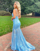 Light Blue Mermaid One Shoulder Prom Dress