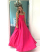 Pink Satin Beaded Long Prom Dress
