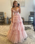 Off the Shoulder Tiered Princess Prom Dress