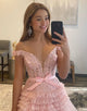 Off the Shoulder Tiered Princess Prom Dress