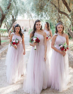 Tulle One Shoulder Lilac Bridesmaid Dress