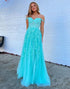 A-line Long Tulle Prom Dress with Appliques