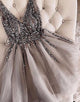 A-Line Pleating Glitter Short Prom Dress Party Dress With Appliques