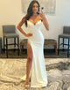 Sheath High Slit White Prom Dress