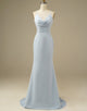 Simple Light Blue Mermaid Prom Dress