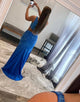 One Shoulder Royal Blue Prom Dress with Split