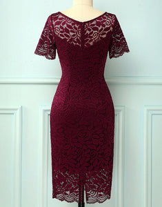 Lace Burgundy Mother of the Bride Dress