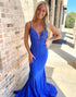 Royal Blue Mermaid Prom Dress with Beading