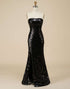 Strapless Black Long Prom Dress with Split