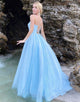 Light Blue Organza Long Prom Dress