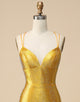 Gold Mermaid V-neck Beaded Long Prom Dress
