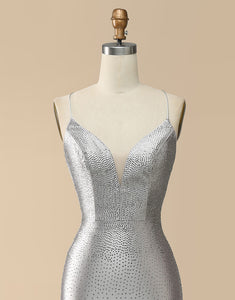 Silver Beaded Mermaid Unique Prom Dress
