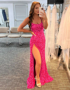 Mermaid Glitter Sequin High Slit Prom Dress