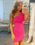 One Shoulder Sequin Homecoming Dress