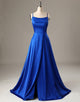 A-Line Royal Blue Prom Dress Side Split Evening Dress