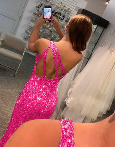 Mermaid Glitter One Shoulder Open Back Prom Dress
