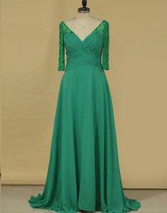 Green Plus Size Long Mother of the Bride Dress