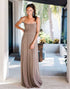 Long Chiffon Taupe Bridesmaid Dress