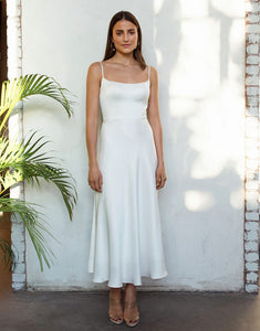 Simple White Silk Bridesmaid Dress