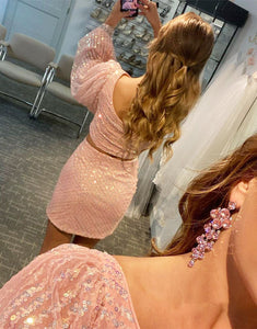 Shiny Tulle Two Pieces With Sequins Homecoming Dress