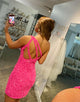 One Shoulder Sequin Red Homecoming Dress