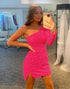 Glitter One Shoulder Sequins Homecoming Dress Party Dress