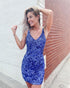 Glitter Blue Sequins Short Homecoming Party Dress