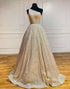 Champagne Glitter One Shoulder Prom Dress