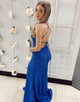 Tight Spaghetti Straps Royal Blue Long Prom Dress